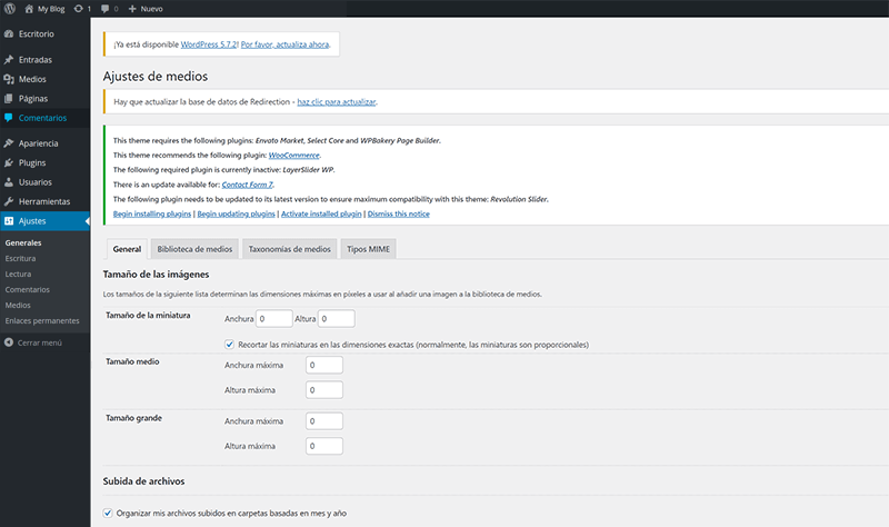 Wordpress settings