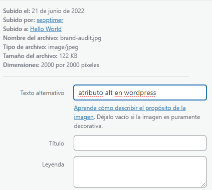 atributo alt en wordpress